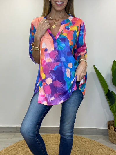 Blusa colores Damasco/Azul