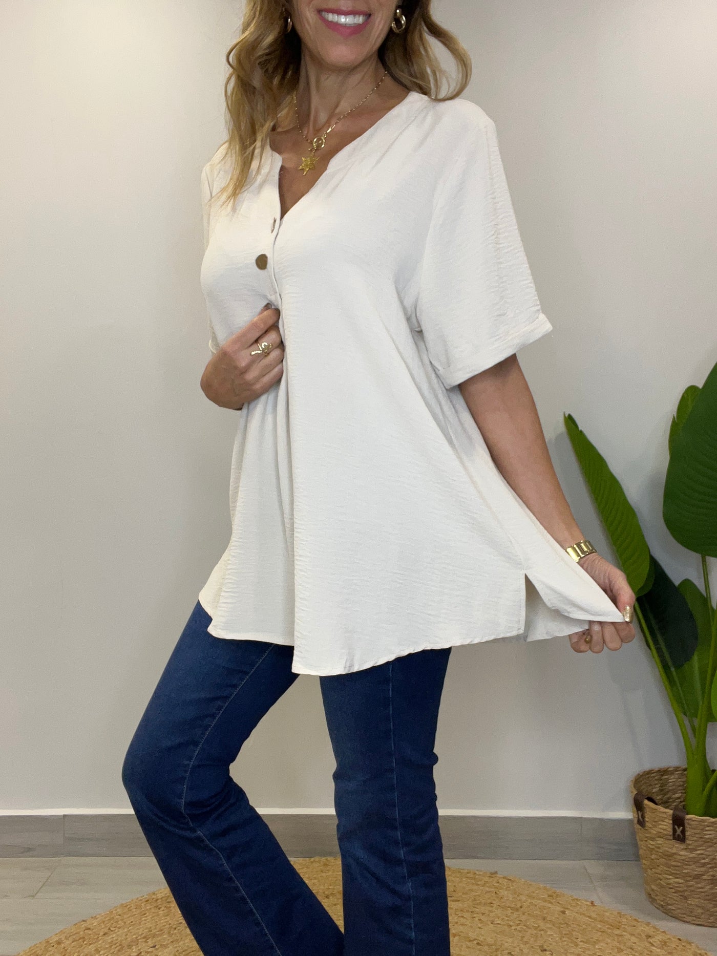 Blusa Crep imperial Beige