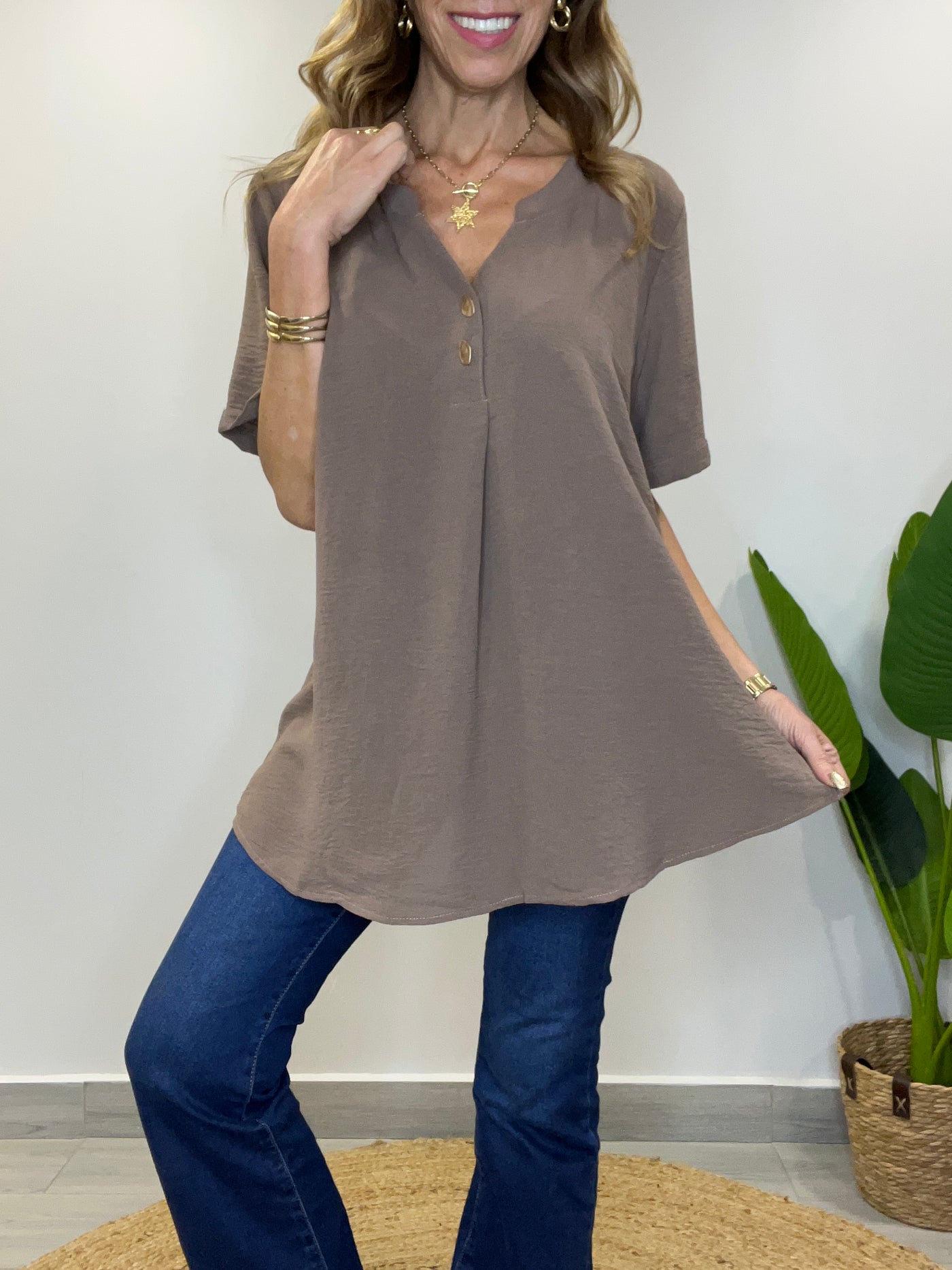 Blusa Crep imperial Chocolate