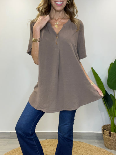 Blusa Crep imperial Chocolate
