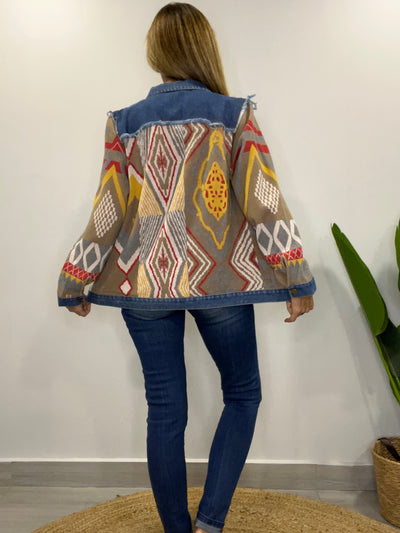 Chaqueta tejida Sinigual taupe/beige
