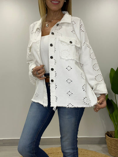 Chaqueta mezclilla Broderie Blondi Blanco