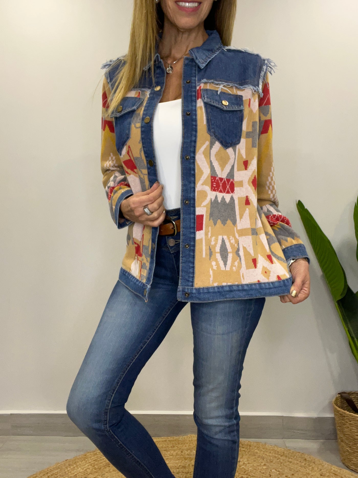 Chaqueta tejida Sinigual mostaza