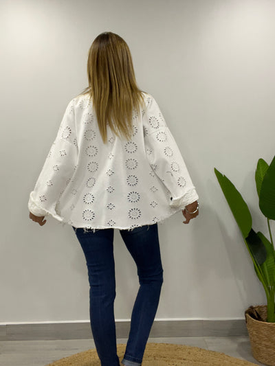 Chaqueta mezclilla Broderie Blondi Blanco
