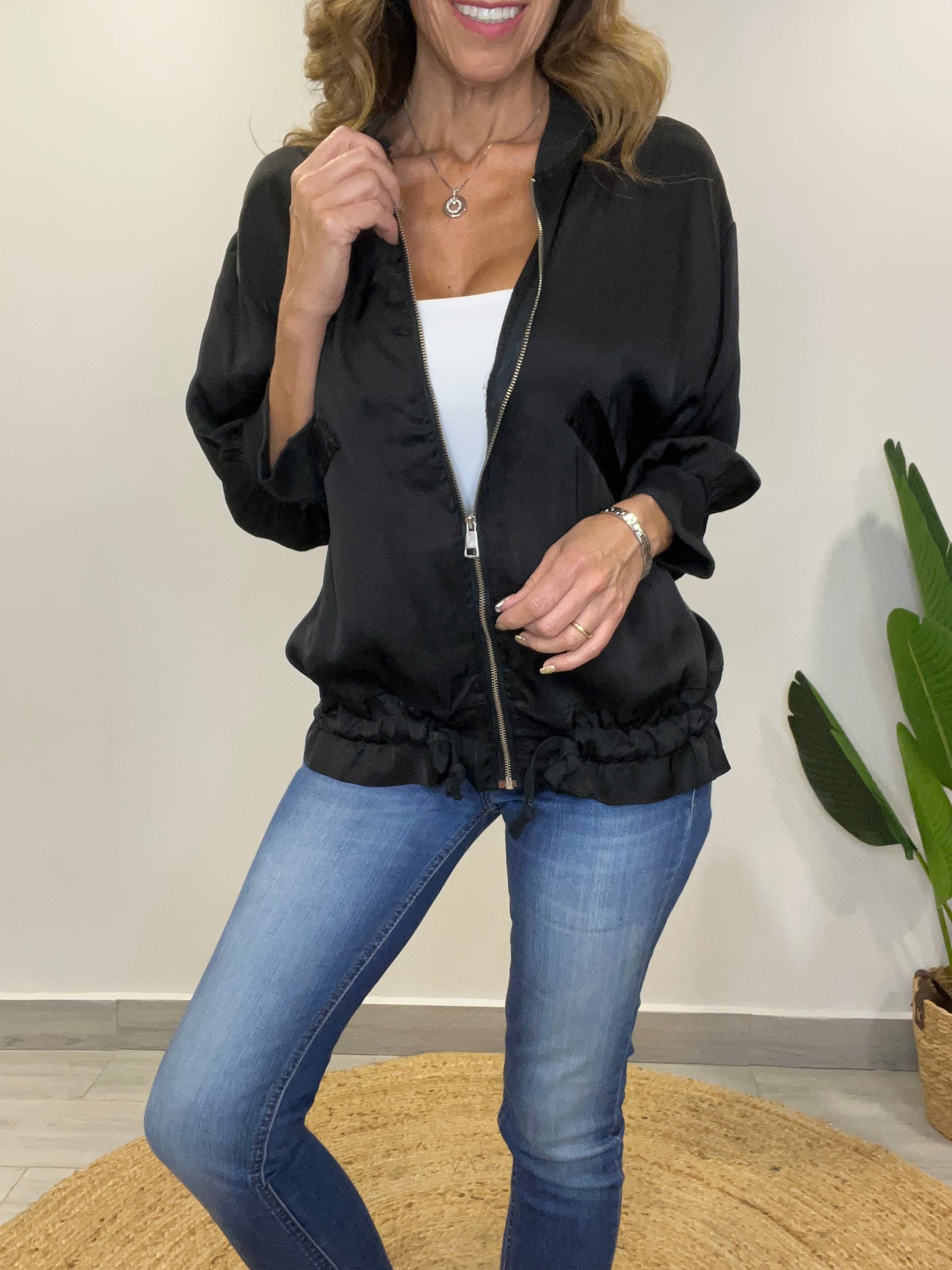 Bomber Italiano Viscoseda long negro