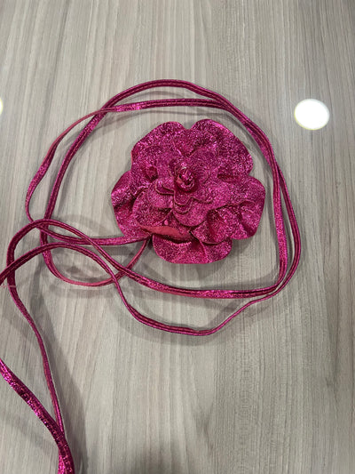 Cinturón cuero italiano fucsia metalizado