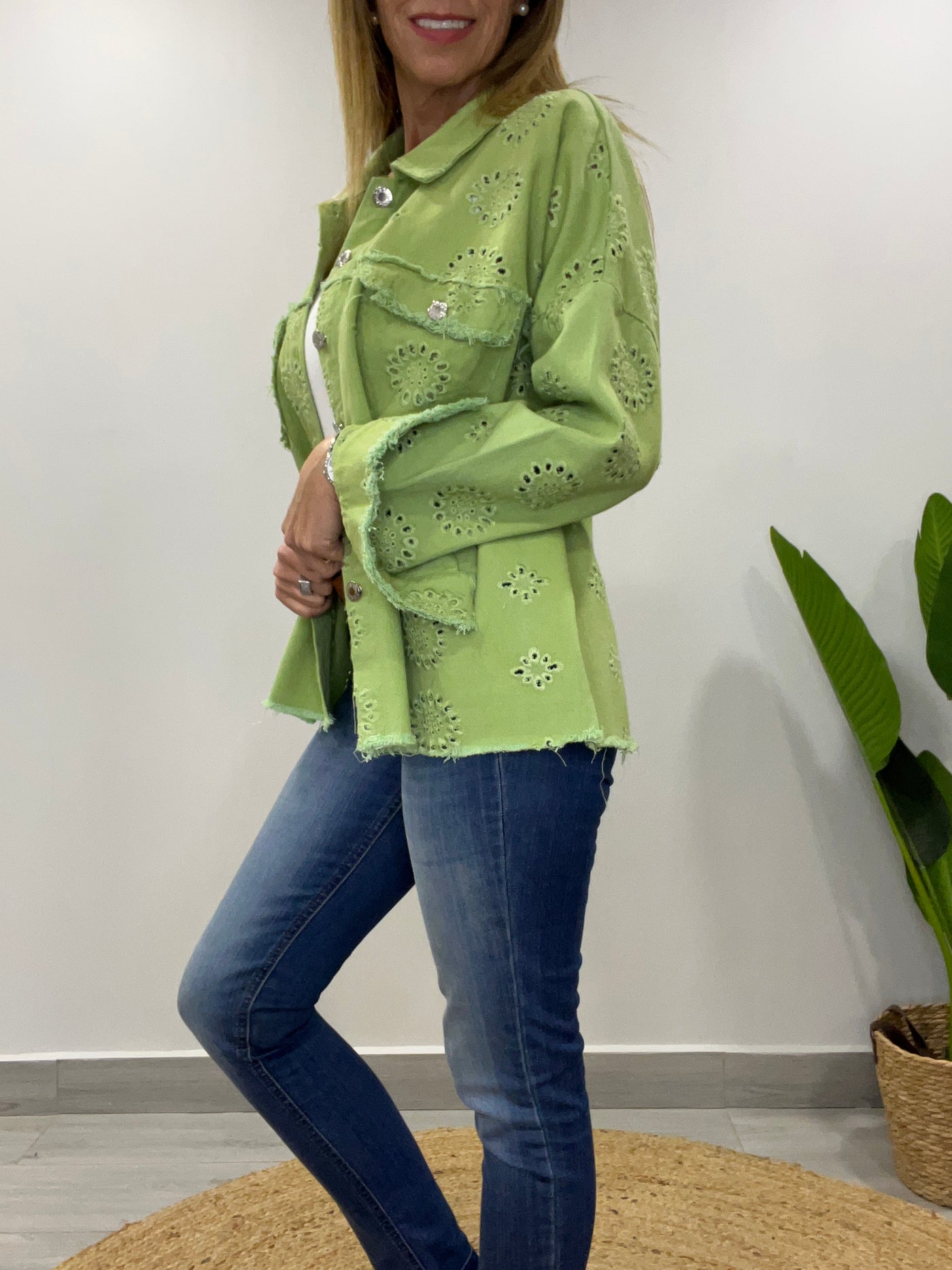 Chaqueta mezclilla Broderie Blondi verde