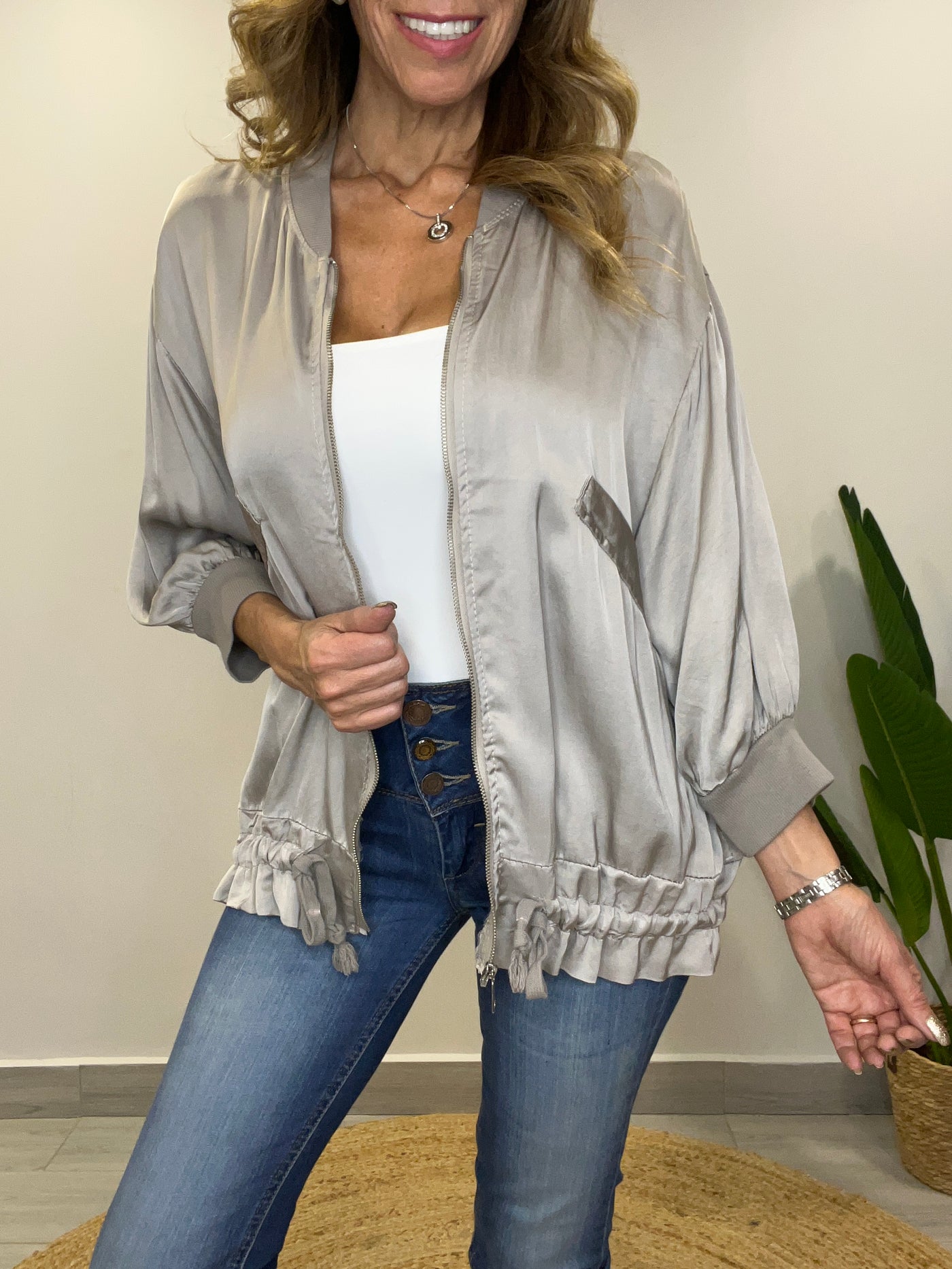 Bomber Italiano Viscoseda long plata