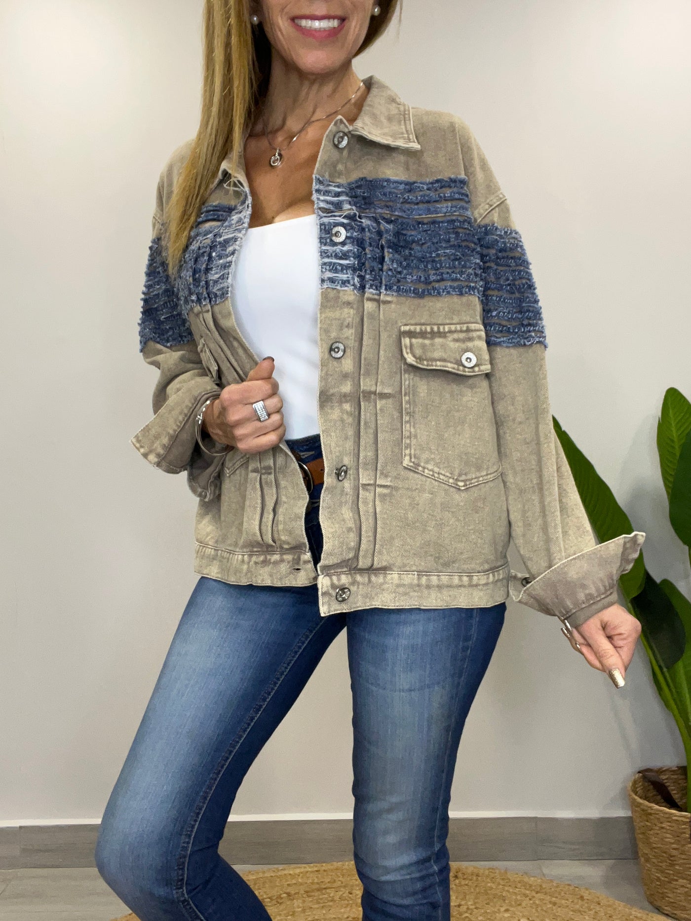 Chaqueta mezclilla Festi Beige