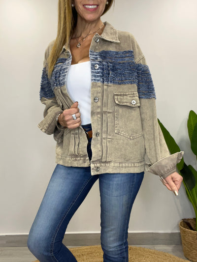 Chaqueta mezclilla Festi Beige