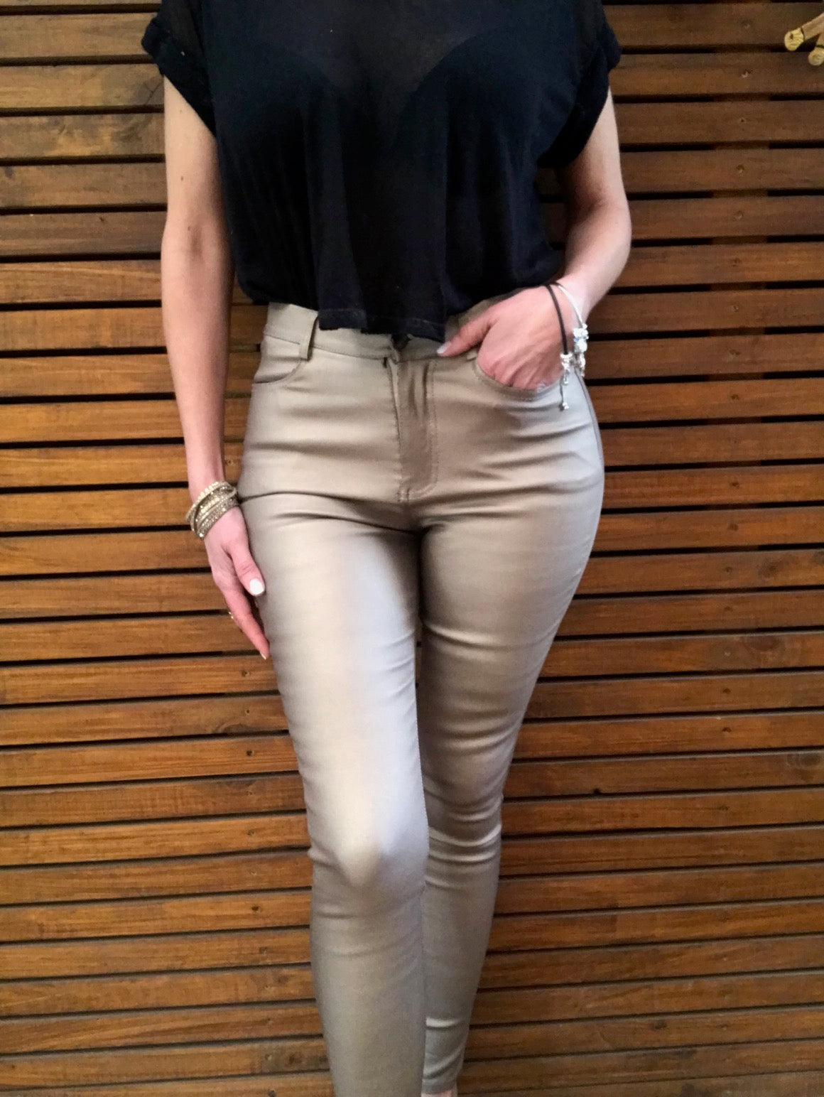 Calza Ecocuero Metal Bronce