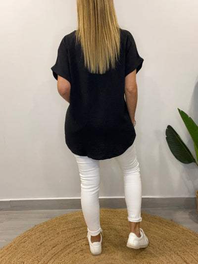 Blusa Crep 3Corazones Negra
