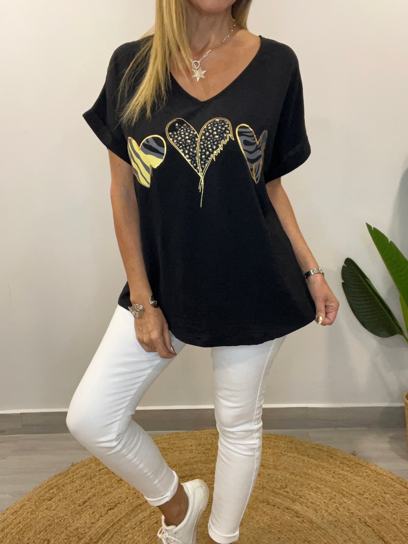 Blusa Crep 3Corazones Negra
